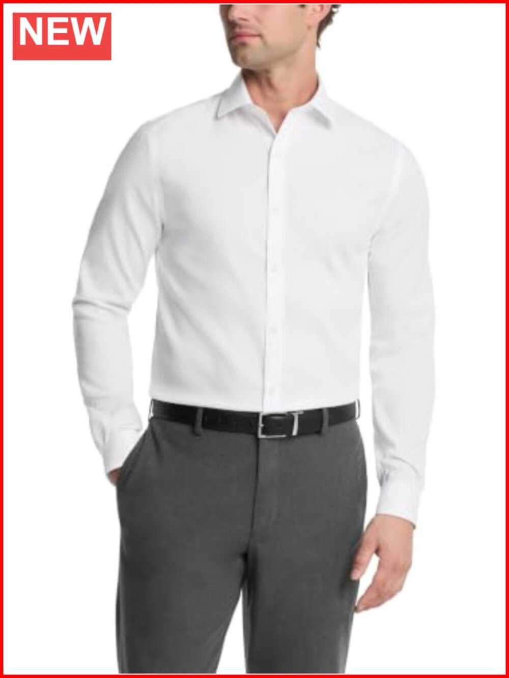 Men's Slim Fit Non Iron Solid Dress Shirt Long Sleeve Spread Collar